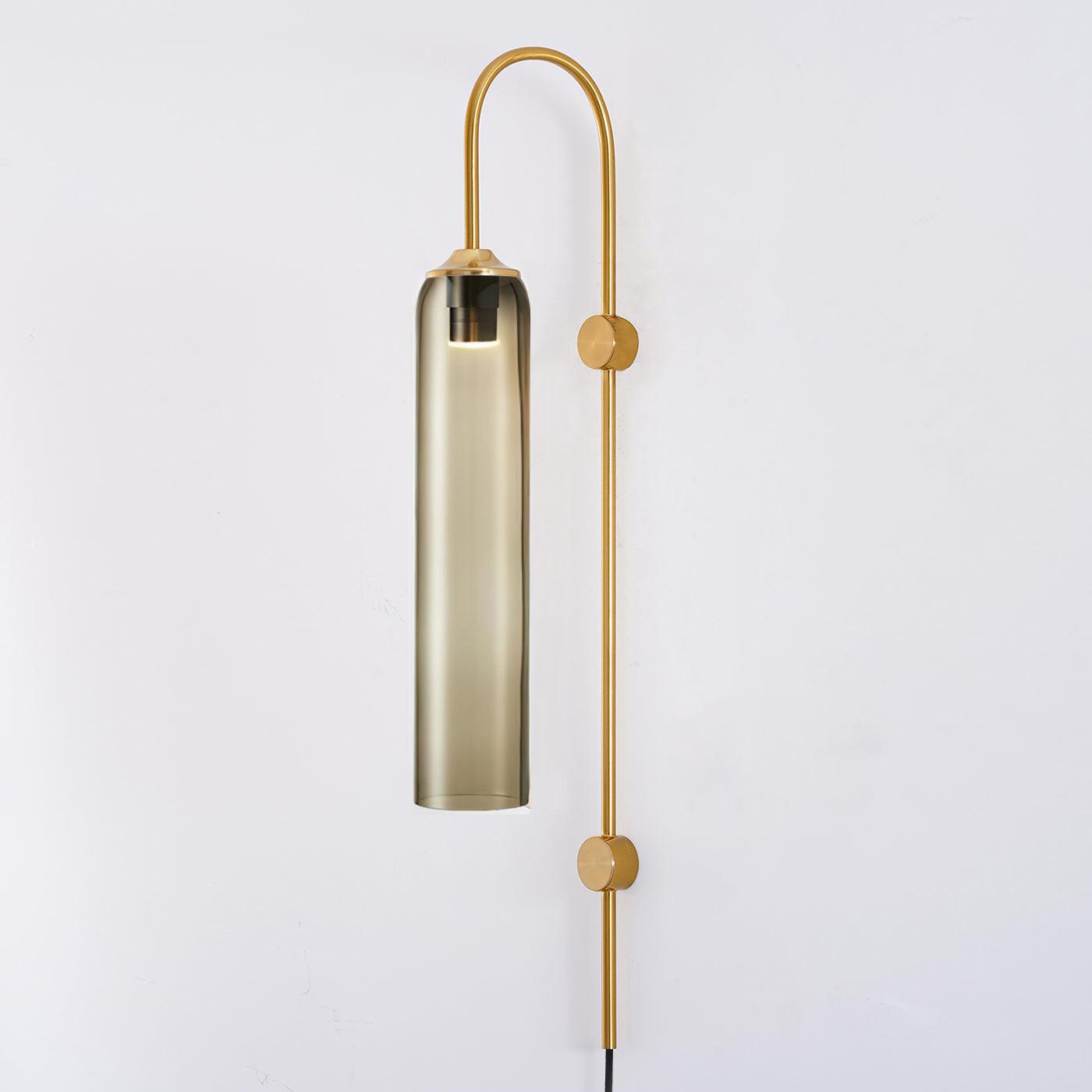 Wall Lamp Glass Cylinder 59 in Cord Gold Bedroom Living Room Plug In Sconce Modern Accent Lighting | Thomler