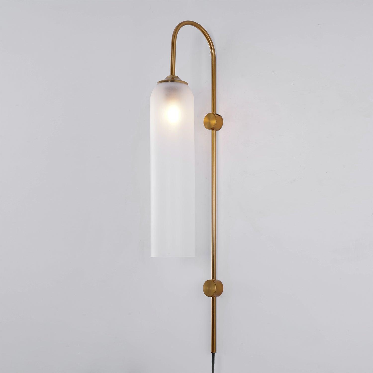 Wall Lamp Glass Cylinder 59 in Cord Gold Bedroom Living Room Plug In Sconce Modern Accent Lighting | Thomler