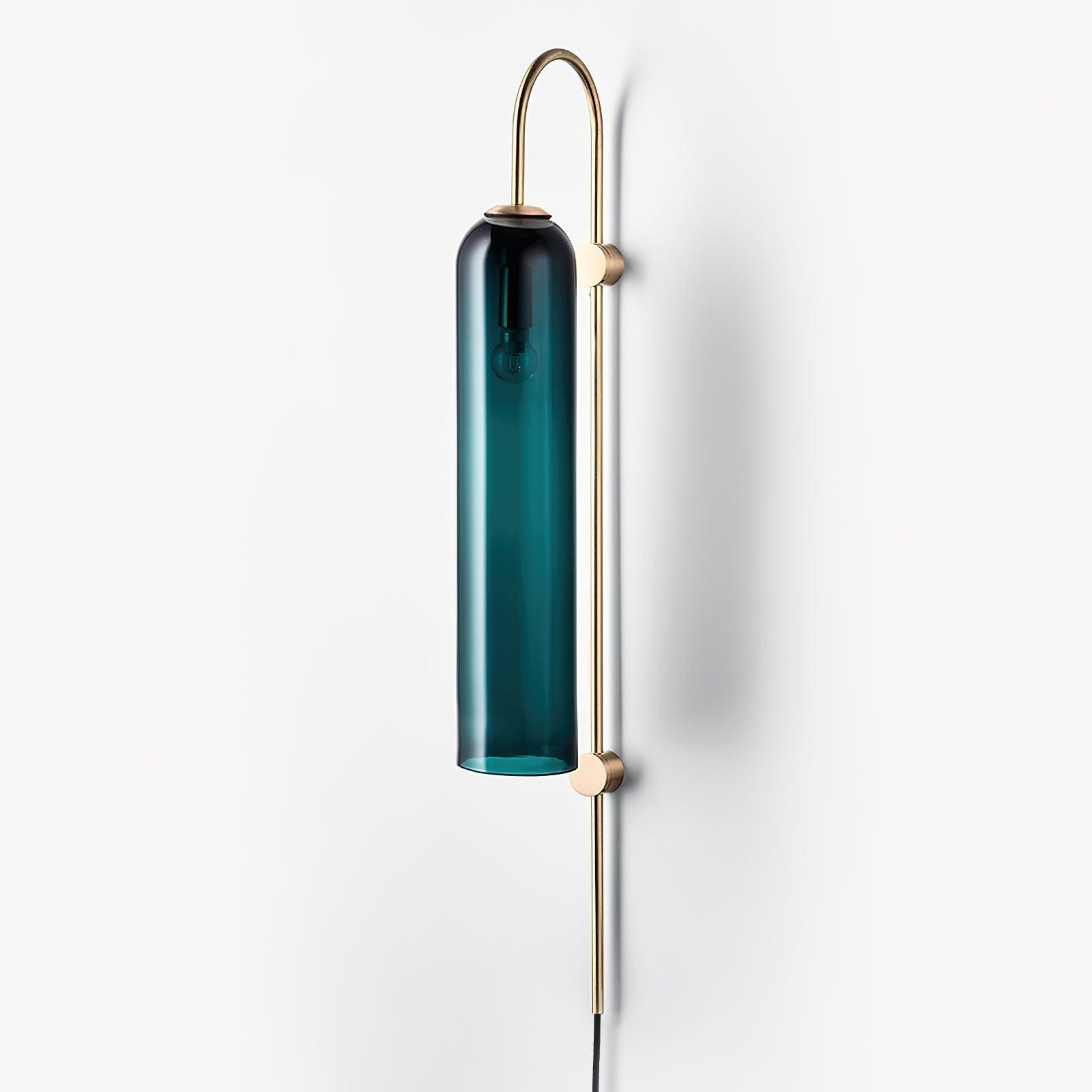 Wall Lamp Glass Cylinder 59 in Cord Gold Bedroom Living Room Plug In Sconce Modern Accent Lighting | Thomler