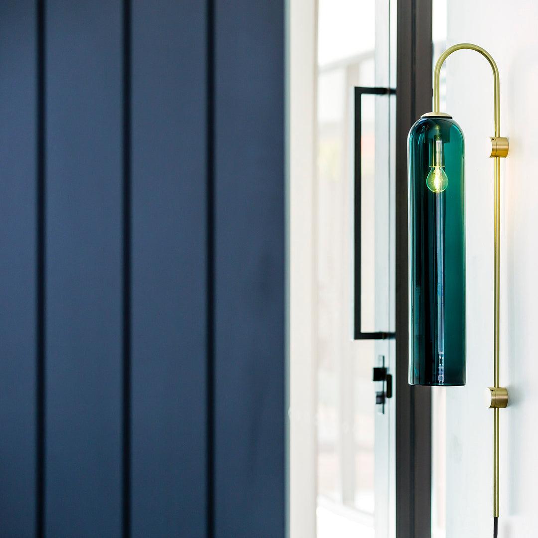 Wall Lamp Glass Cylinder 59 in Cord Gold Bedroom Living Room Plug In Sconce Modern Accent Lighting | Thomler
