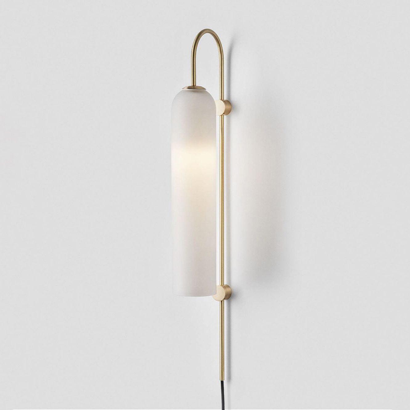 Wall Lamp Glass Cylinder 59 in Cord Gold Bedroom Living Room Plug In Sconce Modern Accent Lighting | Thomler