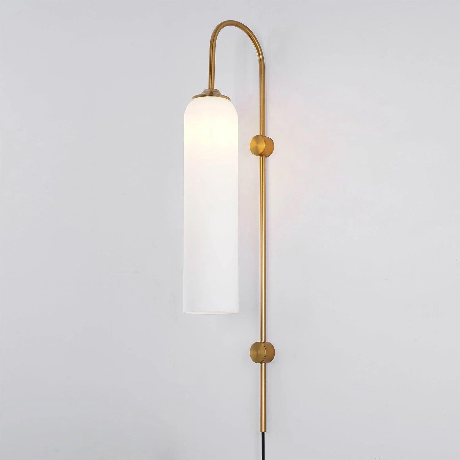 Wall Lamp Glass Cylinder 59 in Cord Gold Bedroom Living Room Plug In Sconce Modern Accent Lighting | Thomler