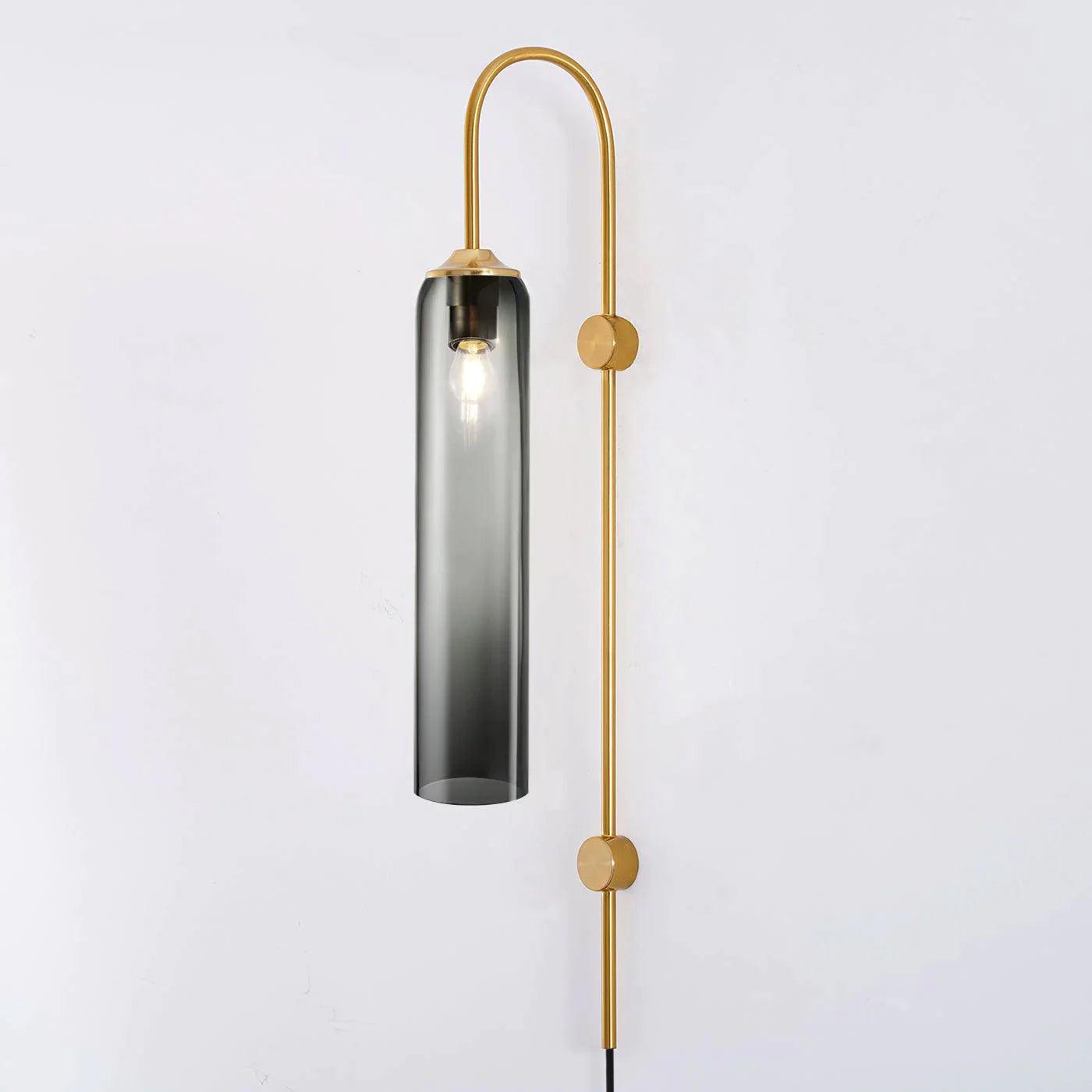Wall Lamp Glass Cylinder 59 in Cord Gold Bedroom Living Room Plug In Sconce Modern Accent Lighting | Thomler