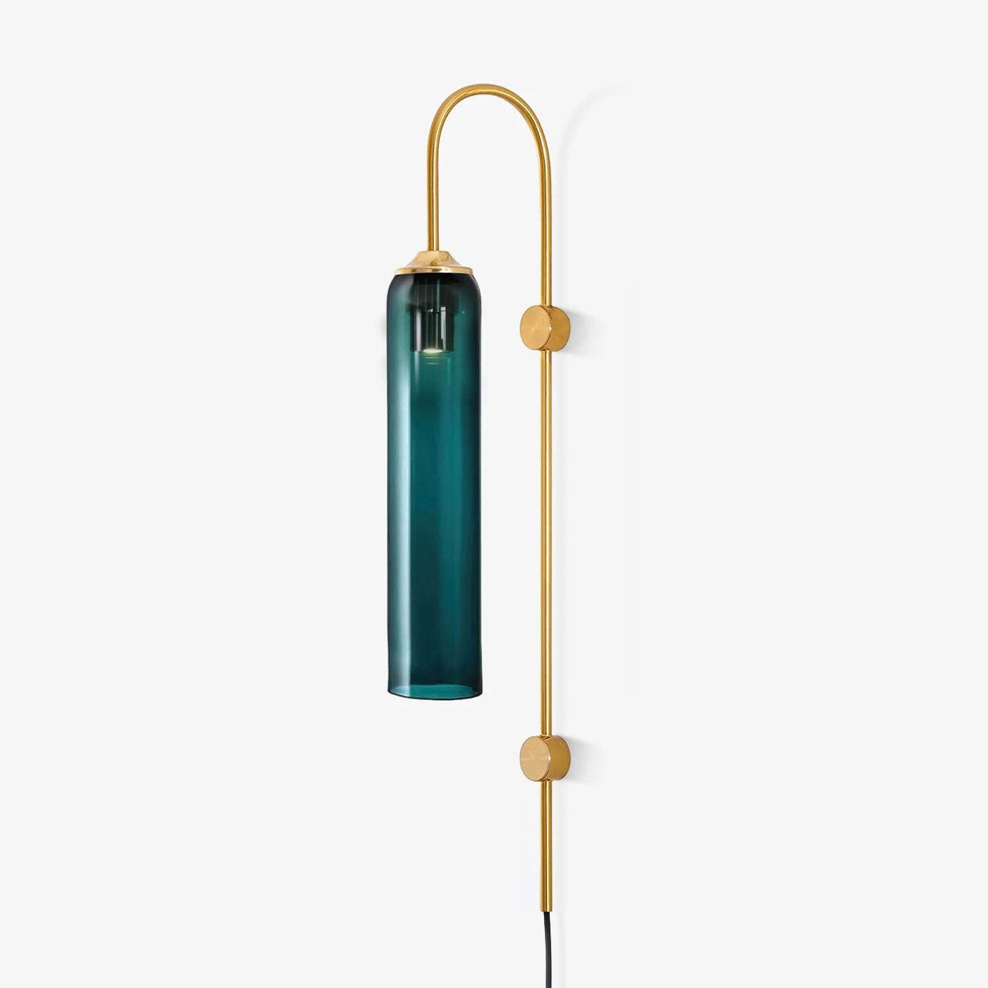 Wall Lamp Glass Cylinder 59 in Cord Gold Bedroom Living Room Plug In Sconce Modern Accent Lighting | Thomler