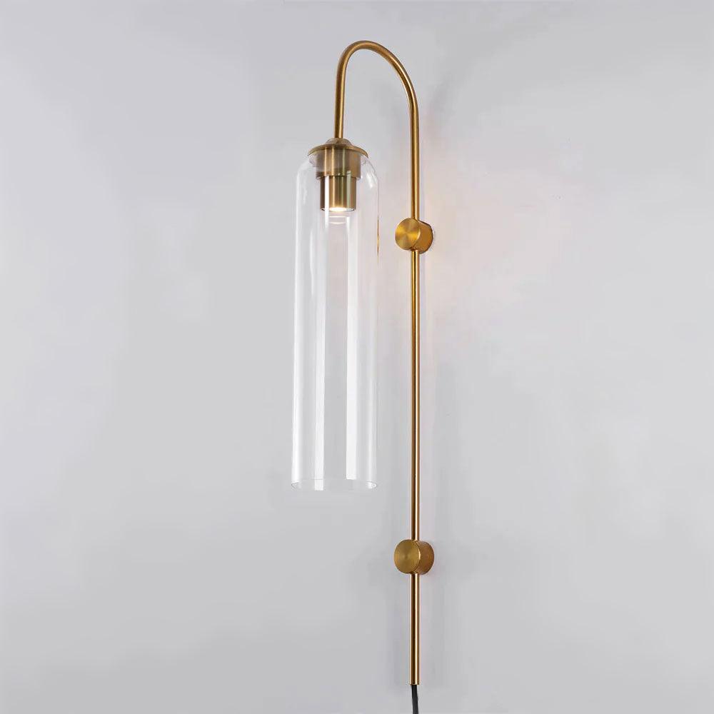 Wall Lamp Glass Cylinder 59 in Cord Gold Bedroom Living Room Plug In Sconce Modern Accent Lighting | Thomler