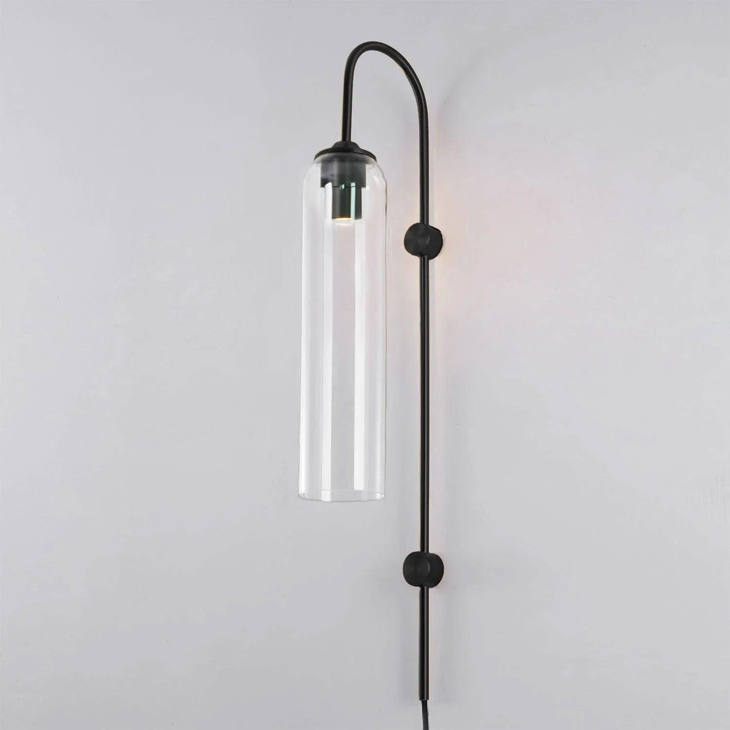Wall Lamp Glass Cylinder 59 in Cord Gold Bedroom Living Room Plug In Sconce Modern Accent Lighting | Thomler