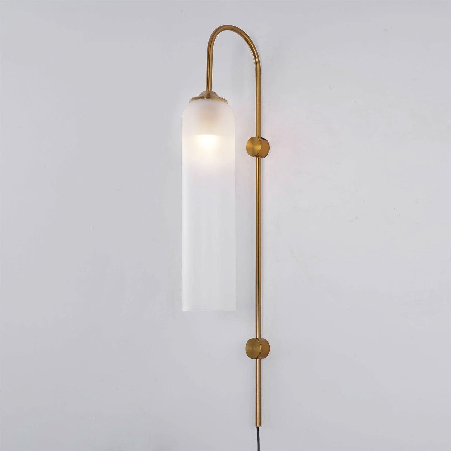 Wall Lamp Glass Cylinder 59 in Cord Gold Bedroom Living Room Plug In Sconce Modern Accent Lighting | Thomler