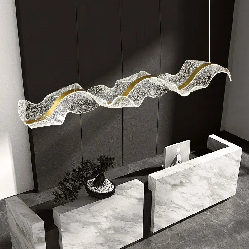 Contemporary Flowing Acrylic LED Ceiling Fixture with Satin Brass Finish | Thomler