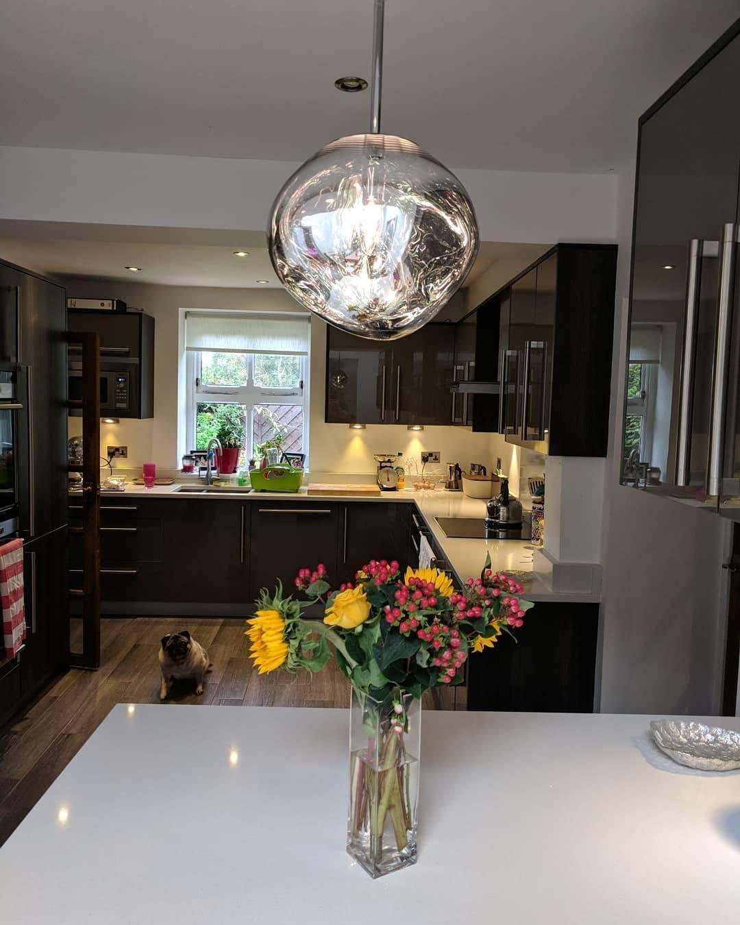 Modern Lava Pendant Lamp 7 in Copper Chrome Gold Ceiling Dining Lighting Mirror Effect Hanging Fixture | Thomler