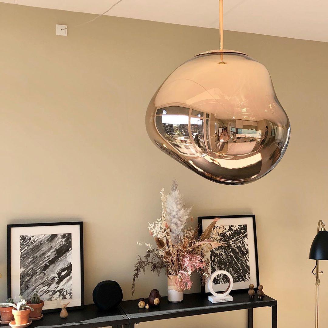 Modern Lava Pendant Lamp 7 in Copper Chrome Gold Ceiling Dining Lighting Mirror Effect Hanging Fixture | Thomler