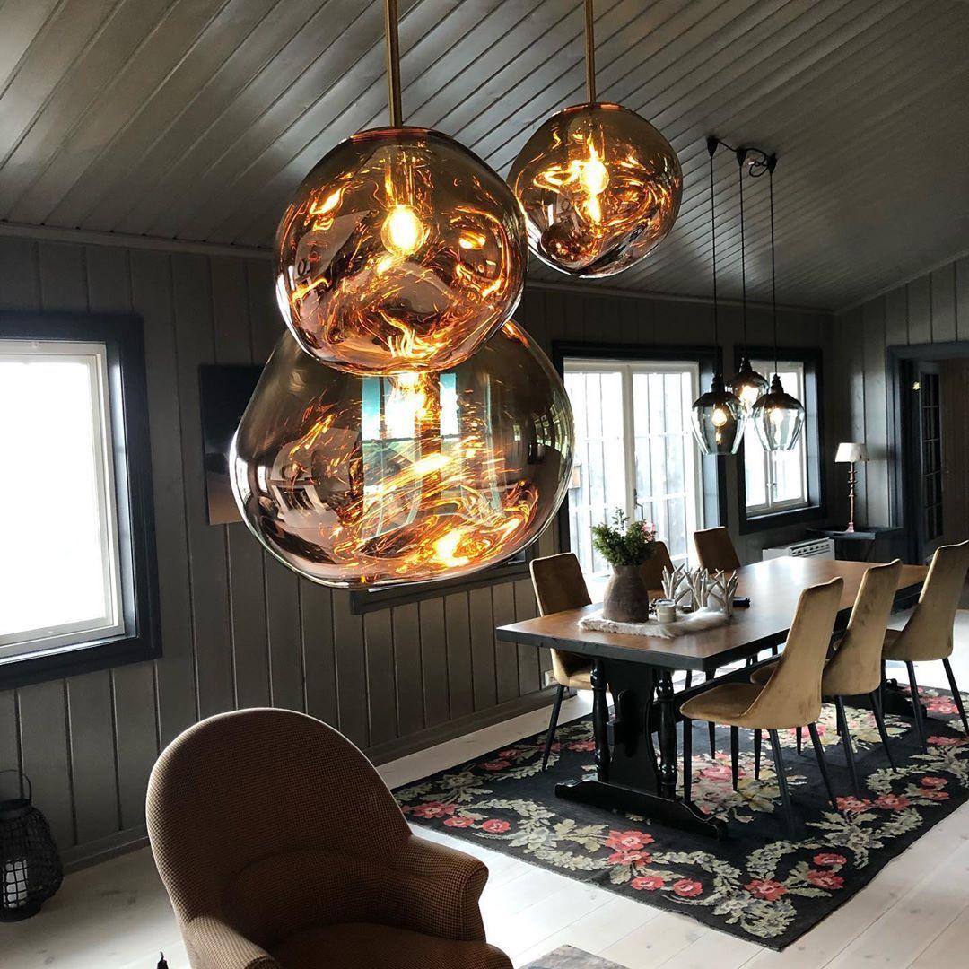 Modern Lava Pendant Lamp 7 in Copper Chrome Gold Ceiling Dining Lighting Mirror Effect Hanging Fixture | Thomler