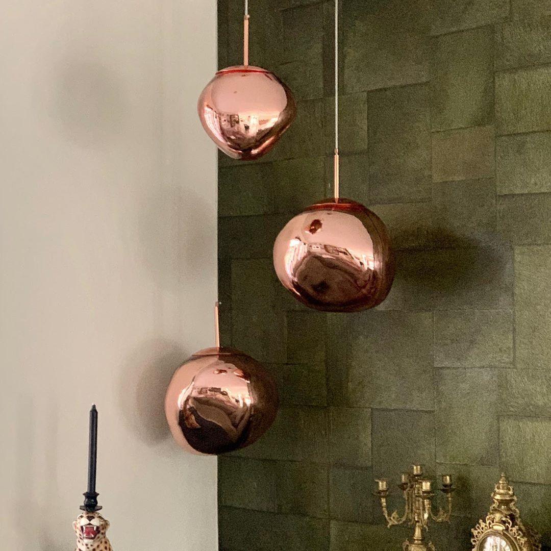 Modern Lava Pendant Lamp 7 in Copper Chrome Gold Ceiling Dining Lighting Mirror Effect Hanging Fixture | Thomler