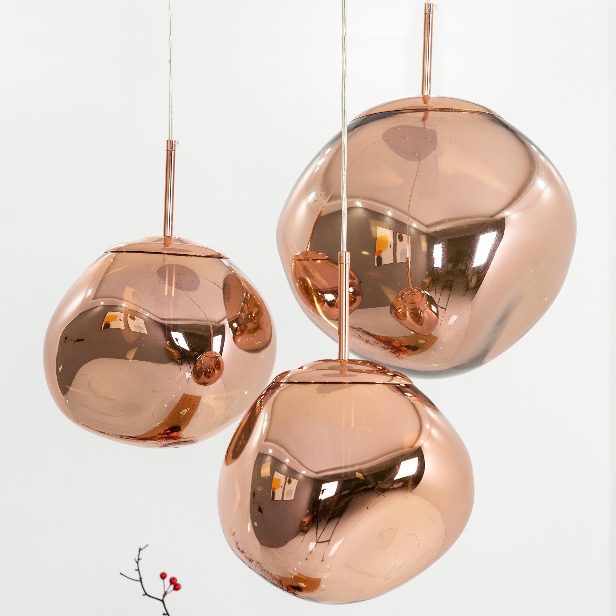 Modern Lava Pendant Lamp 7 in Copper Chrome Gold Ceiling Dining Lighting Mirror Effect Hanging Fixture | Thomler