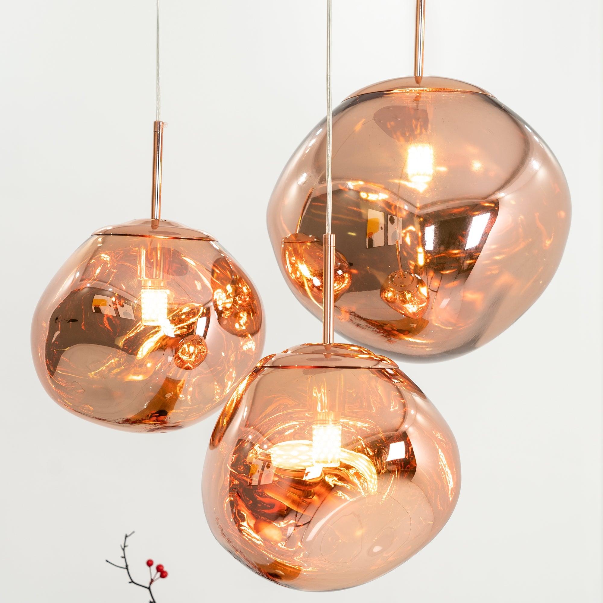 Modern Lava Pendant Lamp 7 in Copper Chrome Gold Ceiling Dining Lighting Mirror Effect Hanging Fixture | Thomler