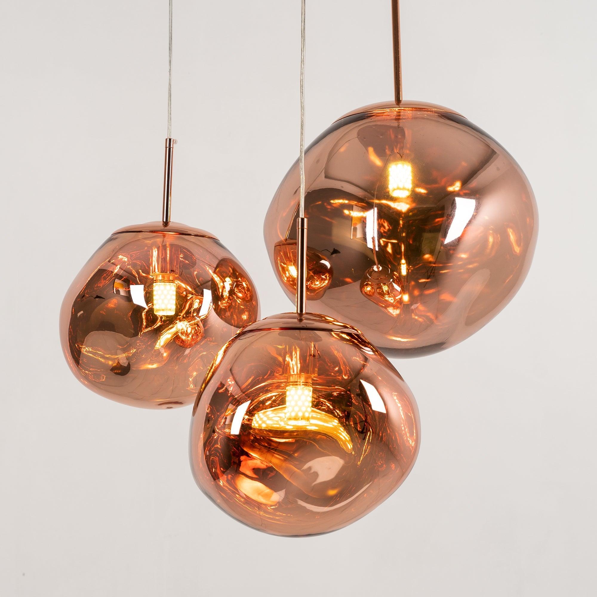 Modern Lava Pendant Lamp 7 in Copper Chrome Gold Ceiling Dining Lighting Mirror Effect Hanging Fixture | Thomler