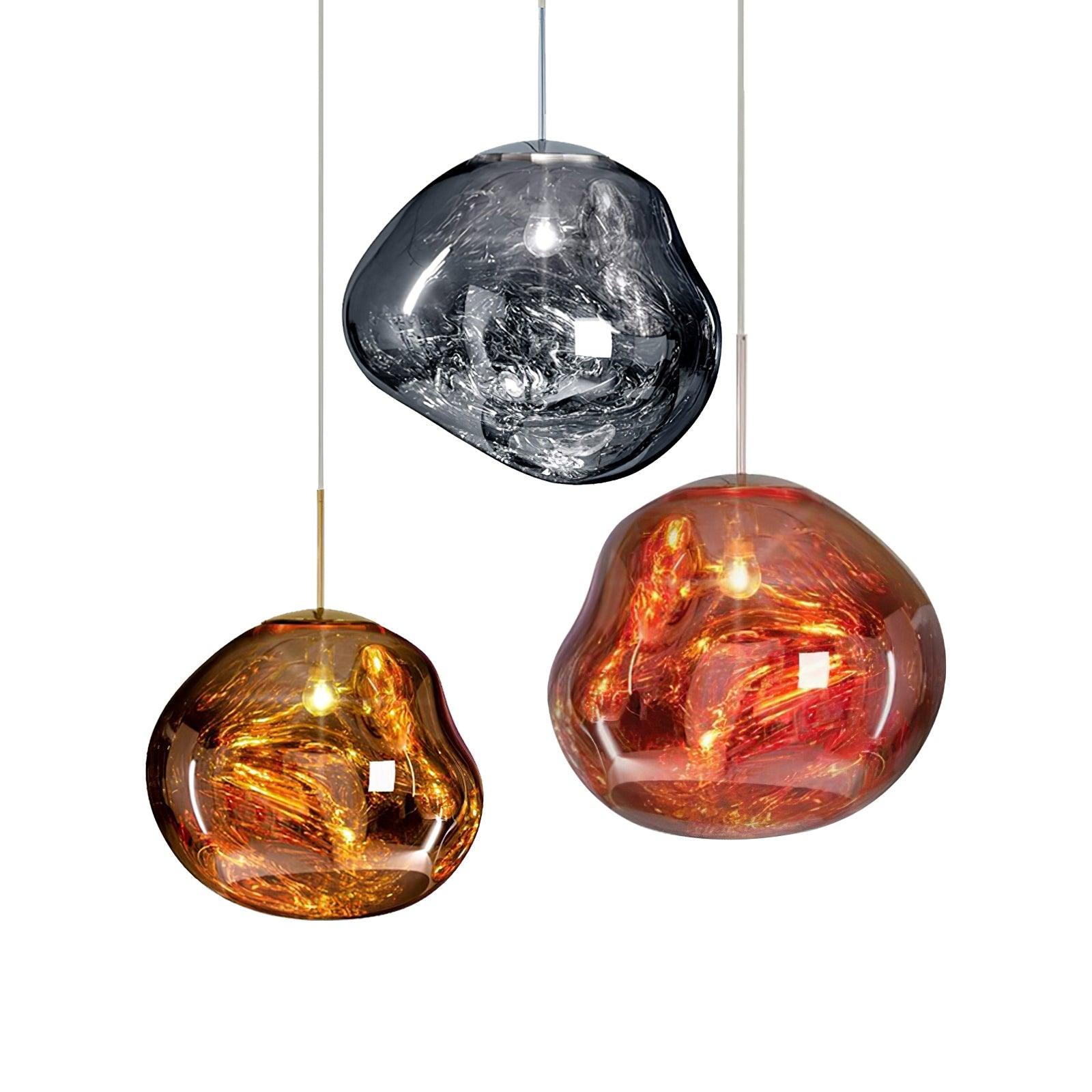 Modern Lava Pendant Lamp 7 in Copper Chrome Gold Ceiling Dining Lighting Mirror Effect Hanging Fixture | Thomler