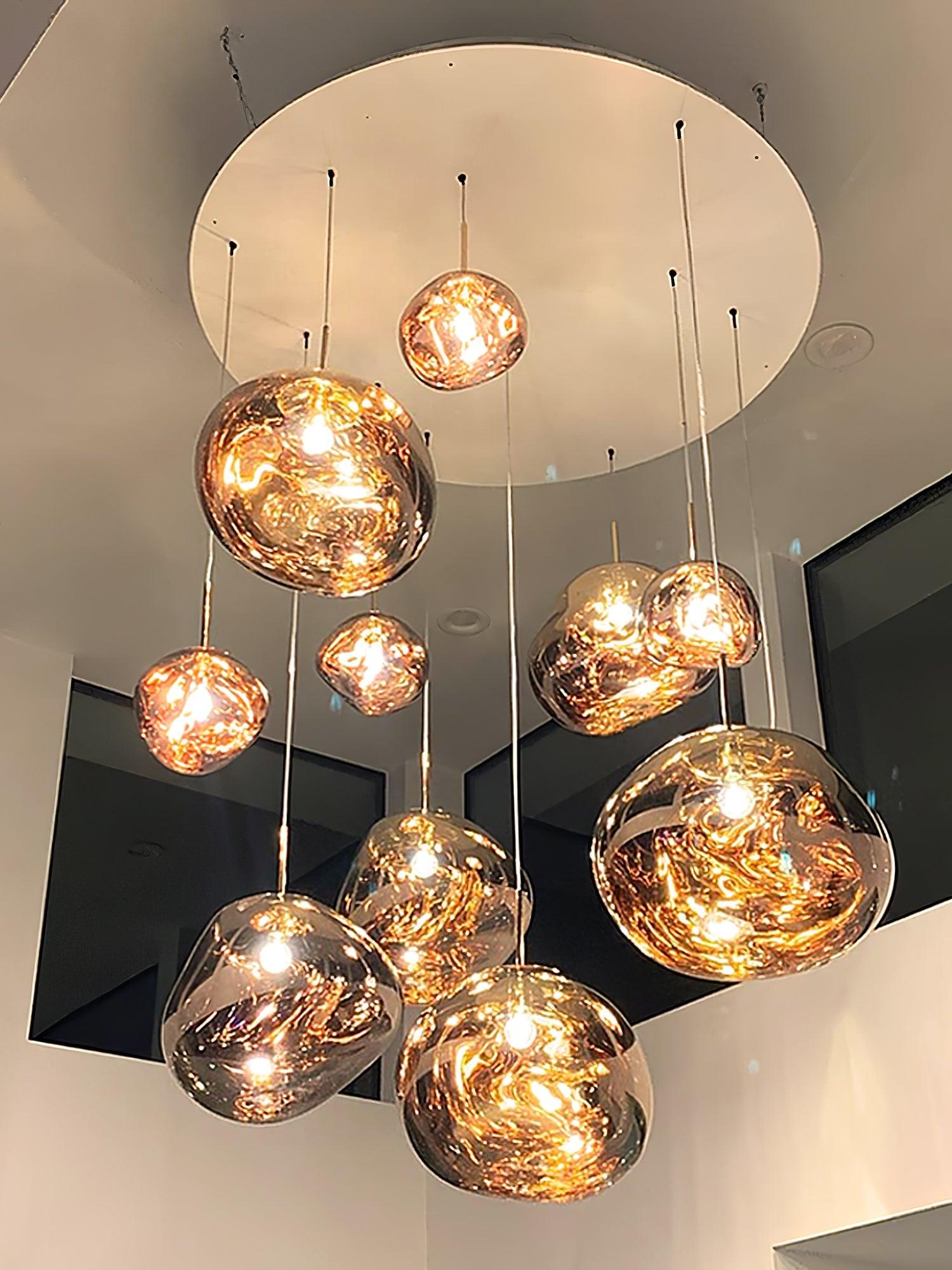 Modern Lava Pendant Lamp 7 in Copper Chrome Gold Ceiling Dining Lighting Mirror Effect Hanging Fixture | Thomler