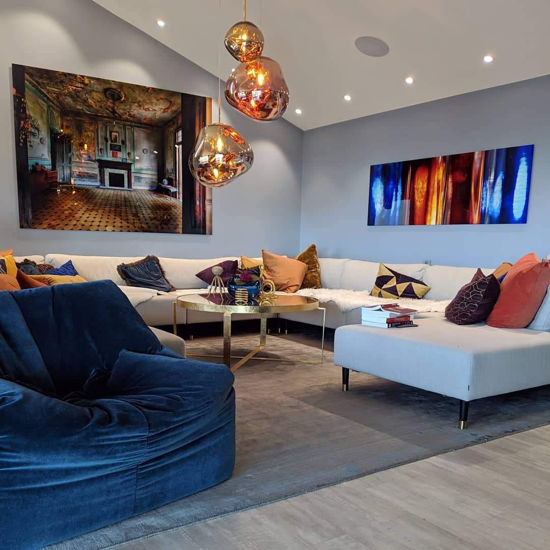 Modern Lava Pendant Lamp 7 in Copper Chrome Gold Ceiling Dining Lighting Mirror Effect Hanging Fixture | Thomler