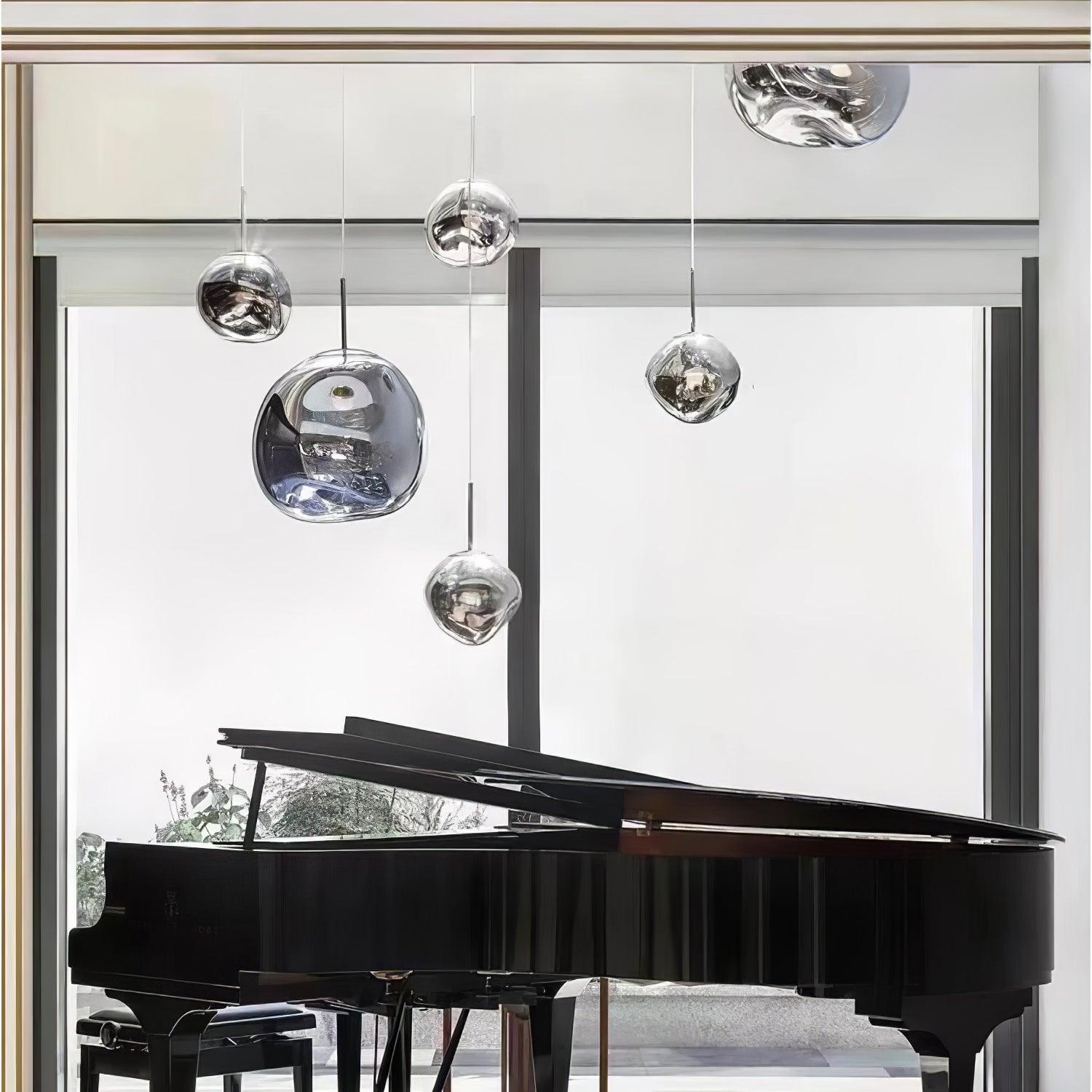 Modern Lava Pendant Lamp 7 in Copper Chrome Gold Ceiling Dining Lighting Mirror Effect Hanging Fixture | Thomler