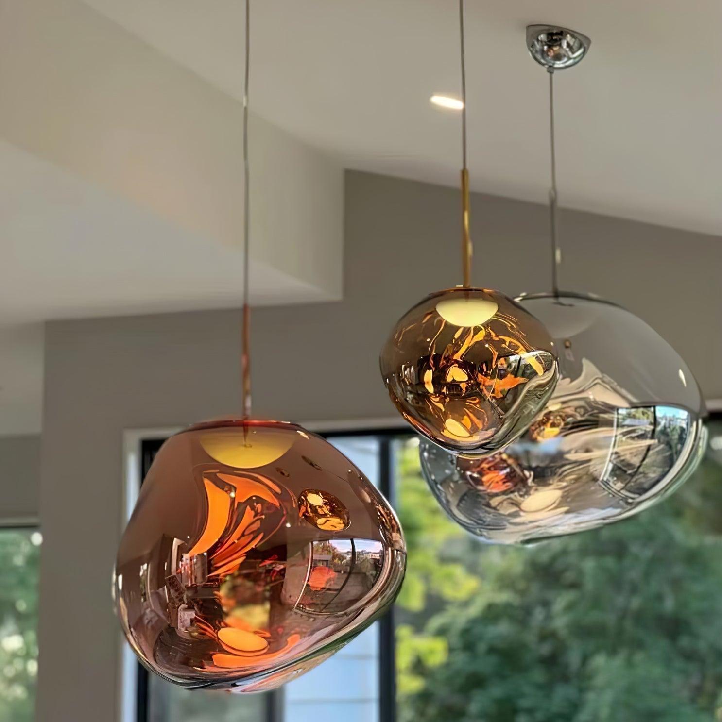 Modern Lava Pendant Lamp 7 in Copper Chrome Gold Ceiling Dining Lighting Mirror Effect Hanging Fixture | Thomler