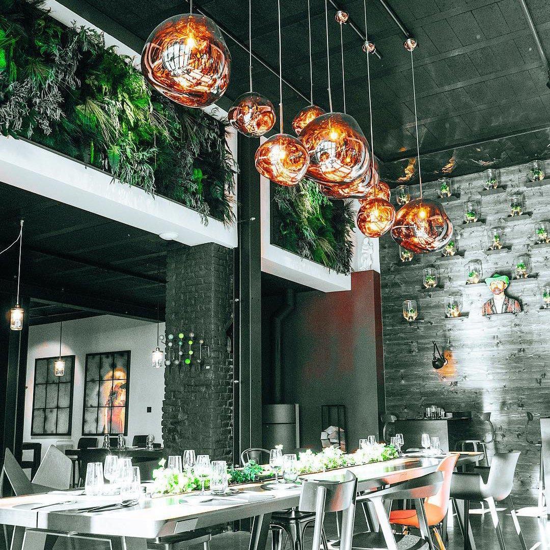 Modern Lava Pendant Lamp 7 in Copper Chrome Gold Ceiling Dining Lighting Mirror Effect Hanging Fixture | Thomler