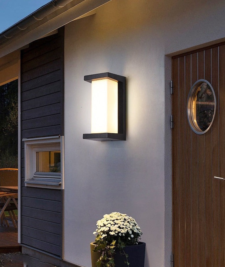 Motion Sensor Outdoor Wall Light 18W Dusk-to-Dawn Porch Security Sconce Weatherproof Black Aluminum for Garden Entryway Path Lighting | Thomler
