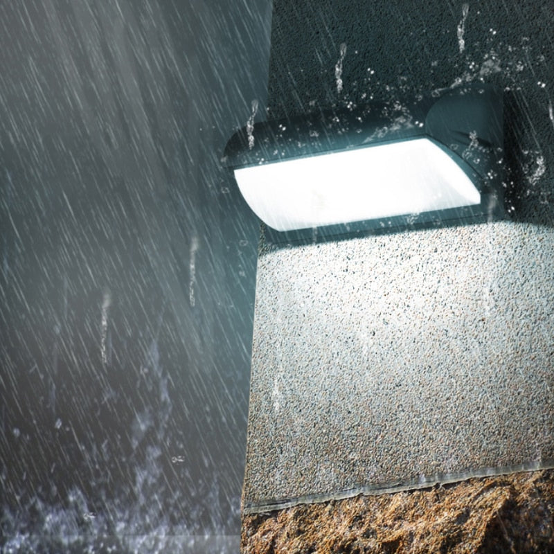 Motion Sensor Outdoor Wall Light 18W Dusk-to-Dawn Porch Security Sconce Weatherproof Black Aluminum for Garden Entryway Path Lighting | Thomler