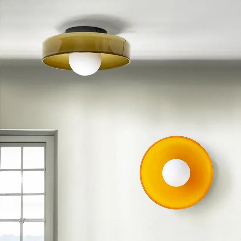 Flush Mount LED Ceiling Light Glass & Metal Dome for Bedrooms, Living Rooms, Hallways | Dual-Mount Wall or Ceiling | Thomler