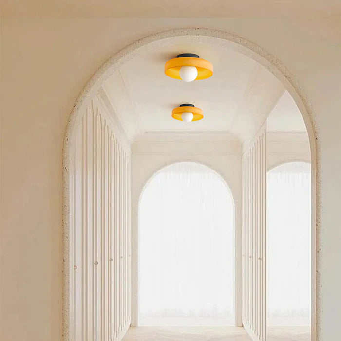 Flush Mount LED Ceiling Light Glass & Metal Dome for Bedrooms, Living Rooms, Hallways | Dual-Mount Wall or Ceiling | Thomler