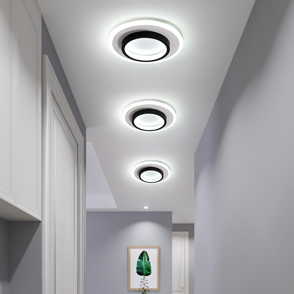 Round Flush Mount LED Ceiling Light 8 in or 9 in Dimmable Iron Acrylic for Bedroom Hallway Kitchen Bathroom Modern Low Profile Fixture | Thomler