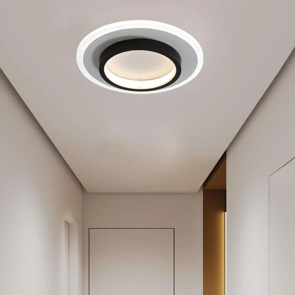 Round Flush Mount LED Ceiling Light 8 in or 9 in Dimmable Iron Acrylic for Bedroom Hallway Kitchen Bathroom Modern Low Profile Fixture | Thomler