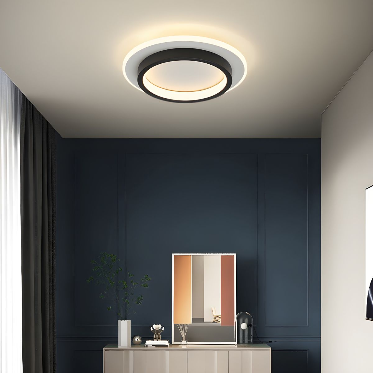 Round Flush Mount LED Ceiling Light 8 in or 9 in Dimmable Iron Acrylic for Bedroom Hallway Kitchen Bathroom Modern Low Profile Fixture | Thomler