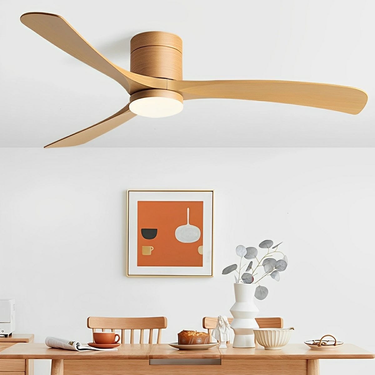 Whisper-Quiet Ceiling Fan with Integrated LED Light – 6 Speed Reversible Airflow for Year-Round Comfort in Living Room Bedroom | Thomler