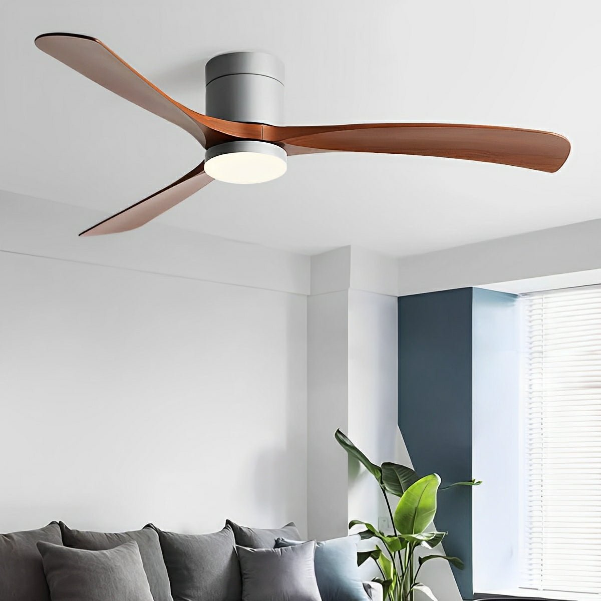 Whisper-Quiet Ceiling Fan with Integrated LED Light – 6 Speed Reversible Airflow for Year-Round Comfort in Living Room Bedroom | Thomler
