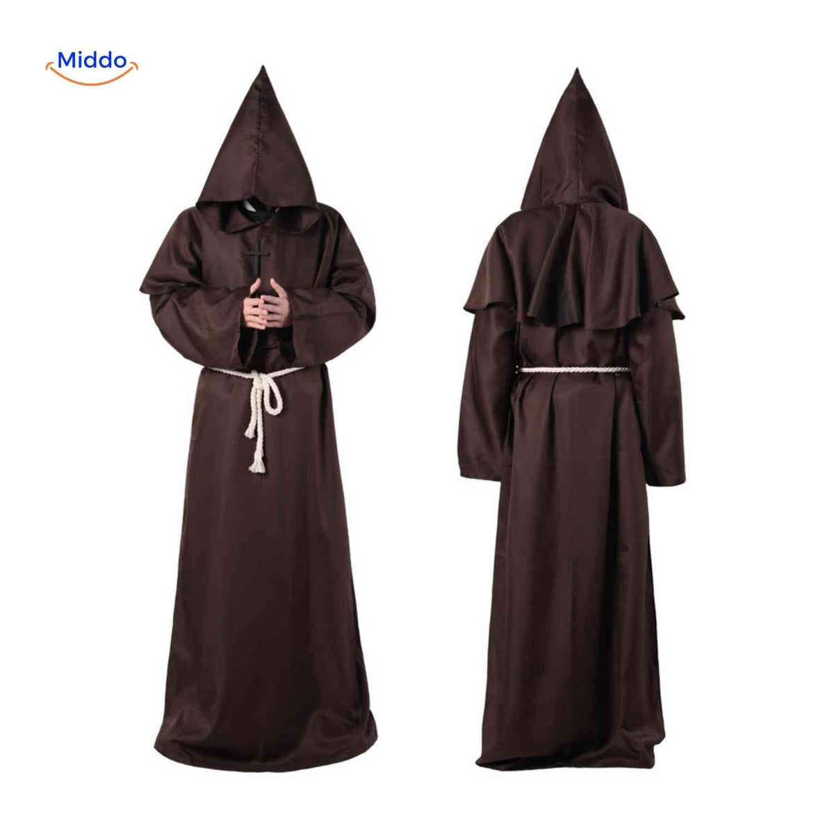 Hooded Monk Robe Costume – Medieval Style Cosplay Outfit for Halloween, Cosplay & Theater | Thomler