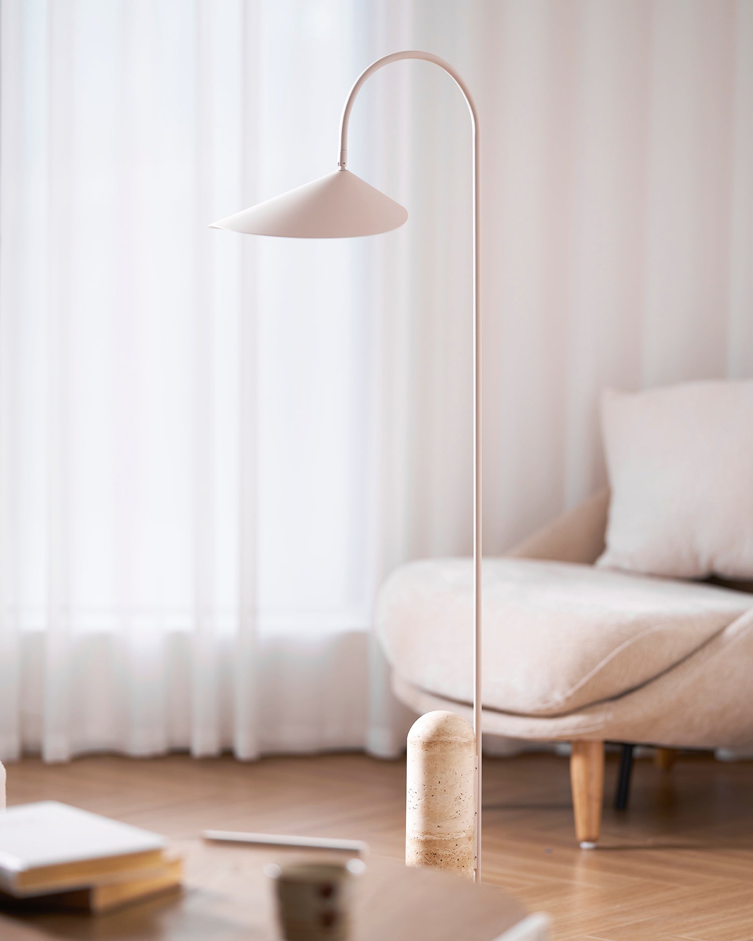 Floor Lamp Metal 53.5 in Black Marble Base Indoor LED Reading Light Living Room Bedroom Accent | Thomler