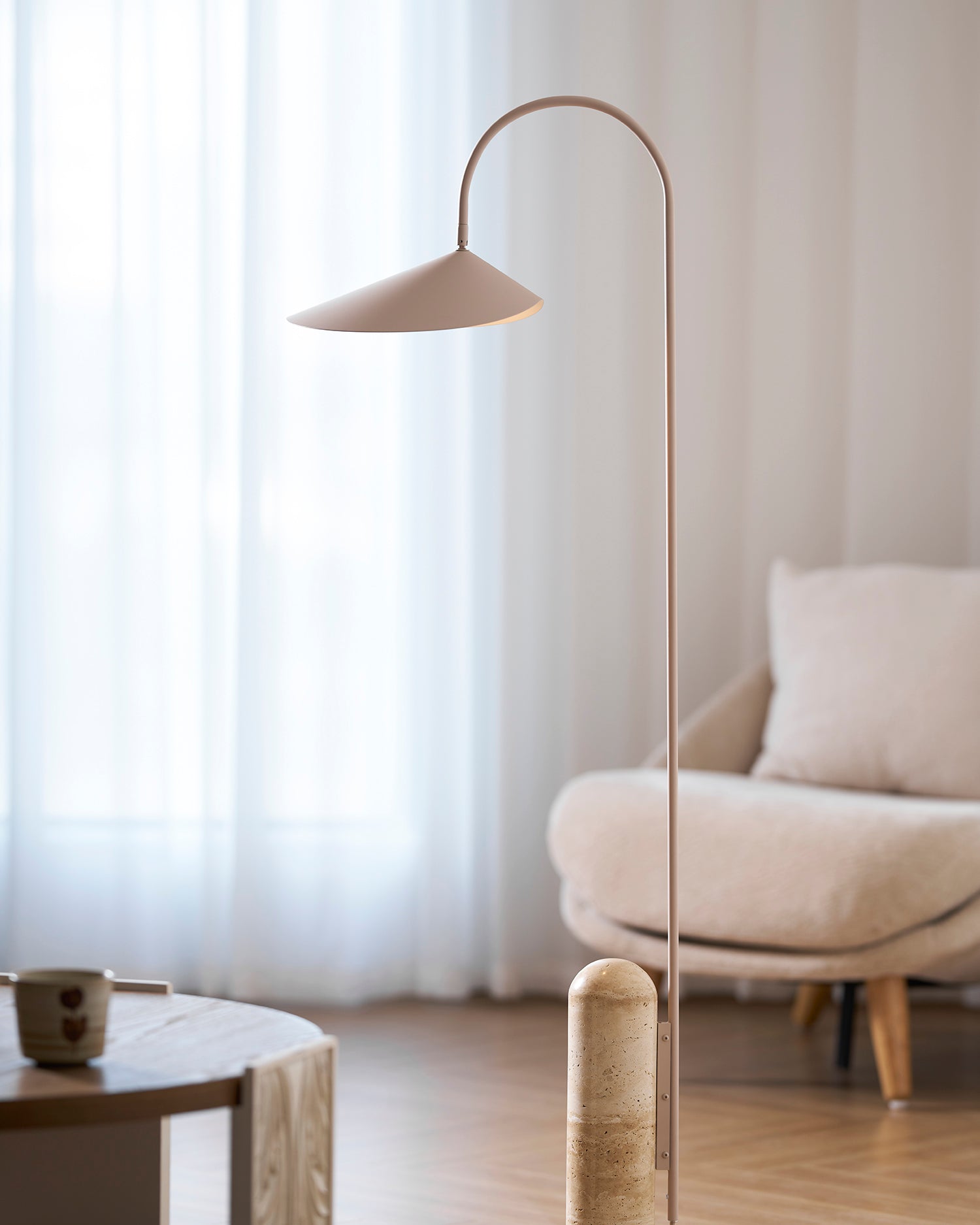Floor Lamp Metal 53.5 in Black Marble Base Indoor LED Reading Light Living Room Bedroom Accent | Thomler