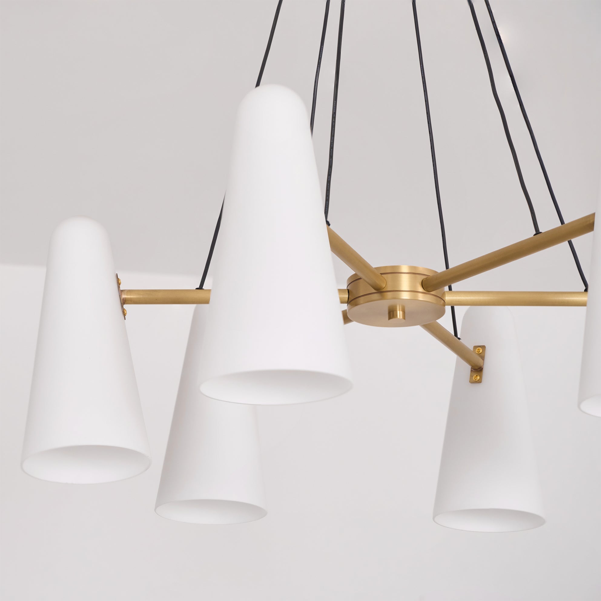Chandelier Brass 31.5 in Ceiling Light White Glass Dining Room Living Room Fixture 6-8 Heads Adjustable Length | Thomler