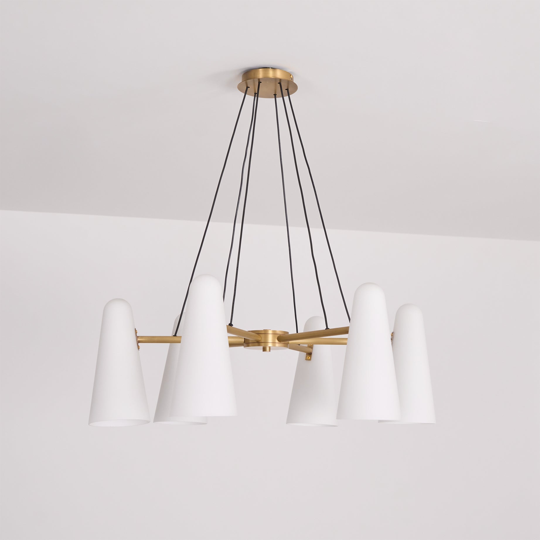 Chandelier Brass 31.5 in Ceiling Light White Glass Dining Room Living Room Fixture 6-8 Heads Adjustable Length | Thomler