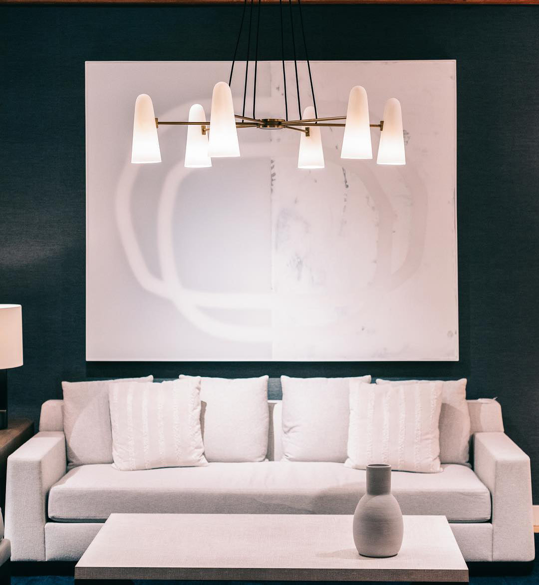 Chandelier Brass 31.5 in Ceiling Light White Glass Dining Room Living Room Fixture 6-8 Heads Adjustable Length | Thomler