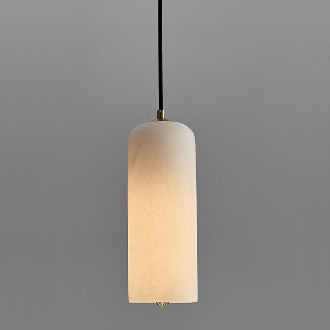 Pendant Light Alabaster Stone 9.8 in White Kitchen Island Dining Hanging Ceiling Lamp Minimalist Nordic Brass Accent | Thomler