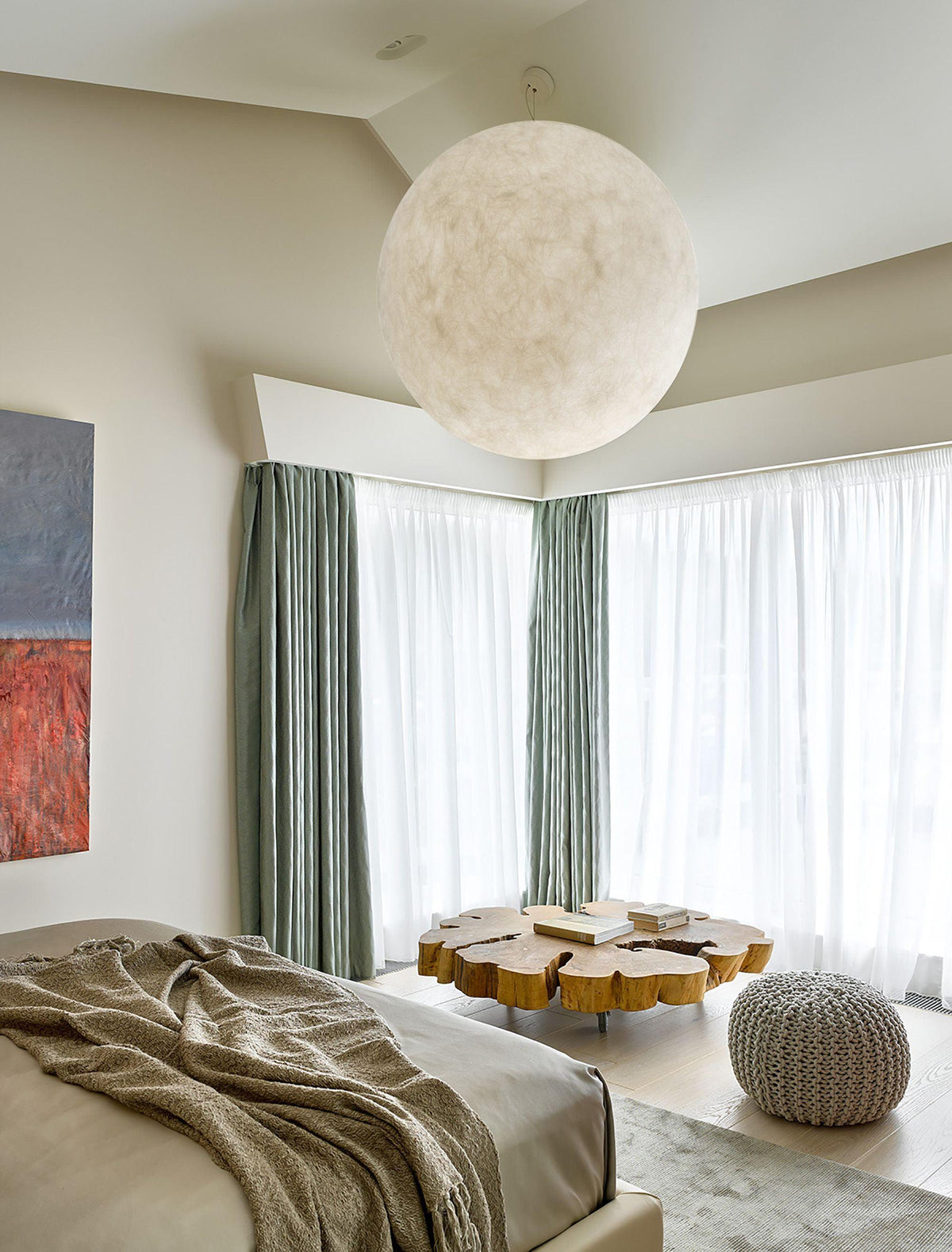 Spherical White Moon Pendant Light – Modern Hanging Globe for Bedroom, Dining Room & Living Room | Thomler