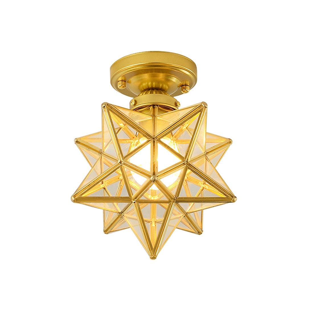 Geometric Star Pendant Light Fixture with Multi-Faceted Glass Panels for Hallway Entry Living Room Indoor Overhead Lighting | Thomler