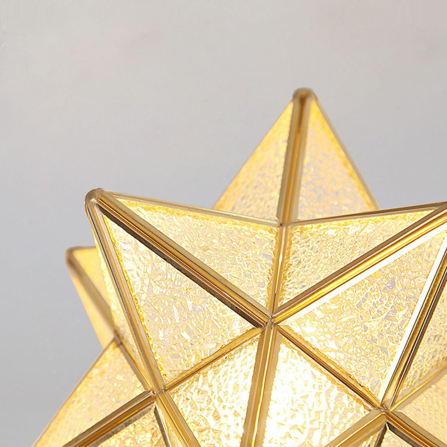 Geometric Star Pendant Light Fixture with Multi-Faceted Glass Panels for Hallway Entry Living Room Indoor Overhead Lighting | Thomler