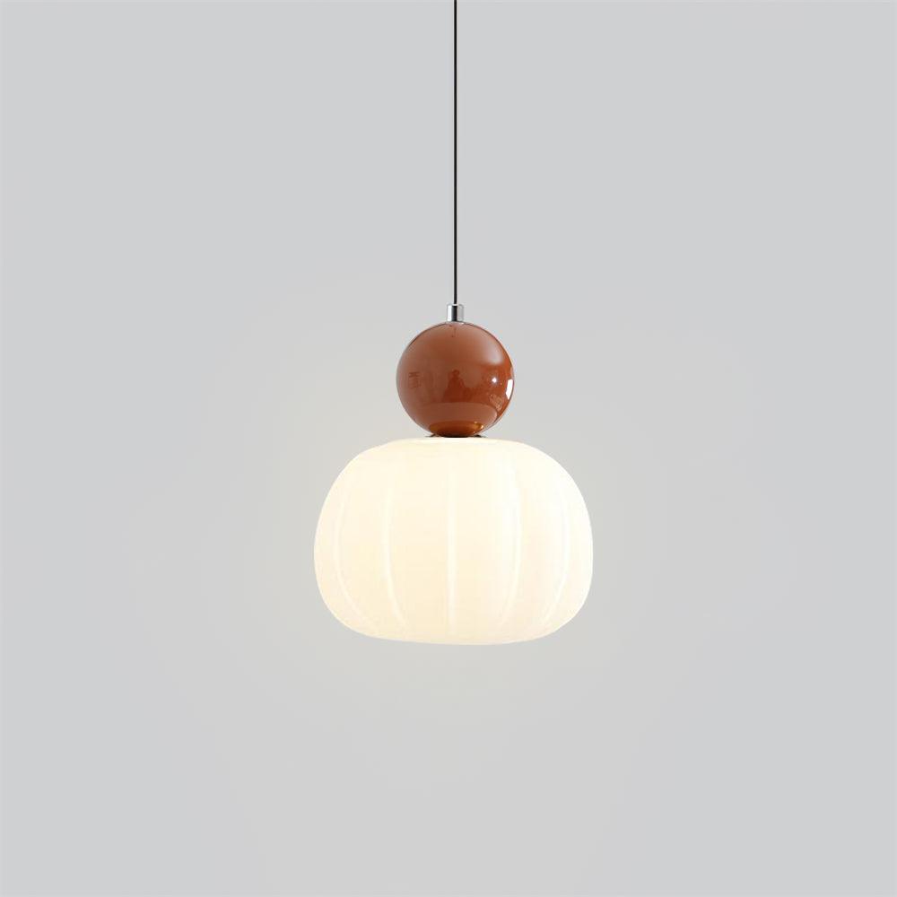 Pendant Light Acrylic Pumpkin Shade 5.5 in White Dining Room Bedroom Hanging Ceiling Fixture Adjustable Cord | Thomler