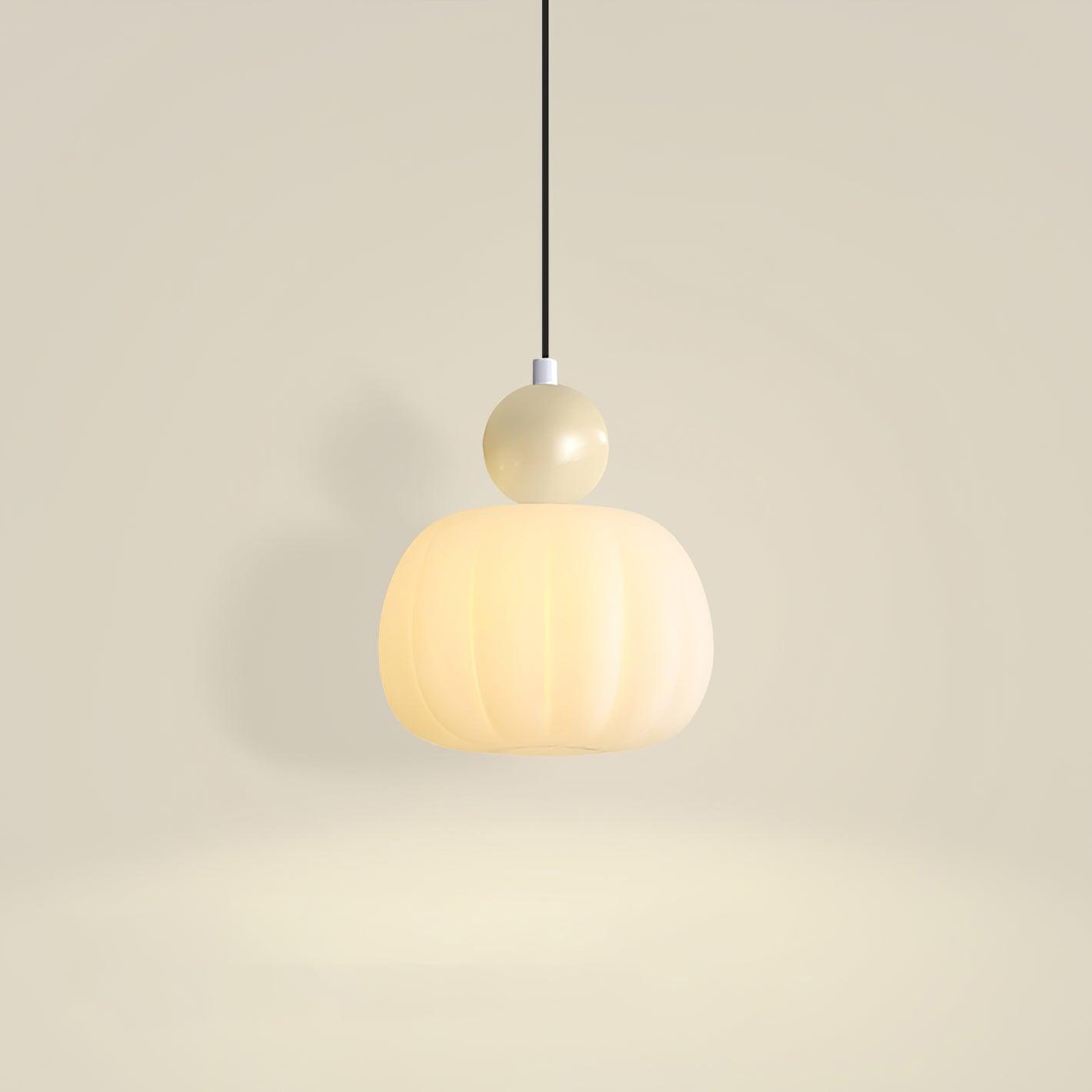 Pendant Light Acrylic Pumpkin Shade 5.5 in White Dining Room Bedroom Hanging Ceiling Fixture Adjustable Cord | Thomler