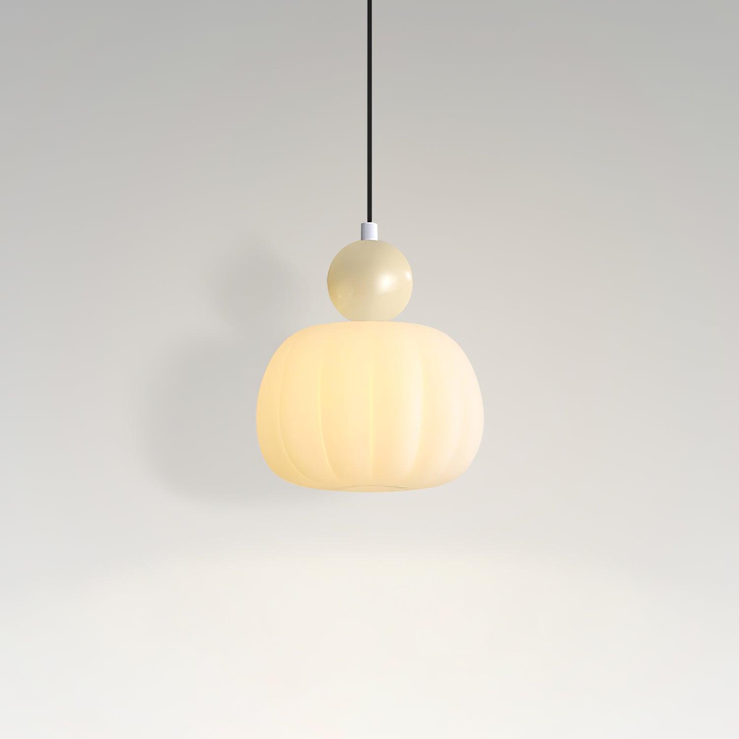 Pendant Light Acrylic Pumpkin Shade 5.5 in White Dining Room Bedroom Hanging Ceiling Fixture Adjustable Cord | Thomler