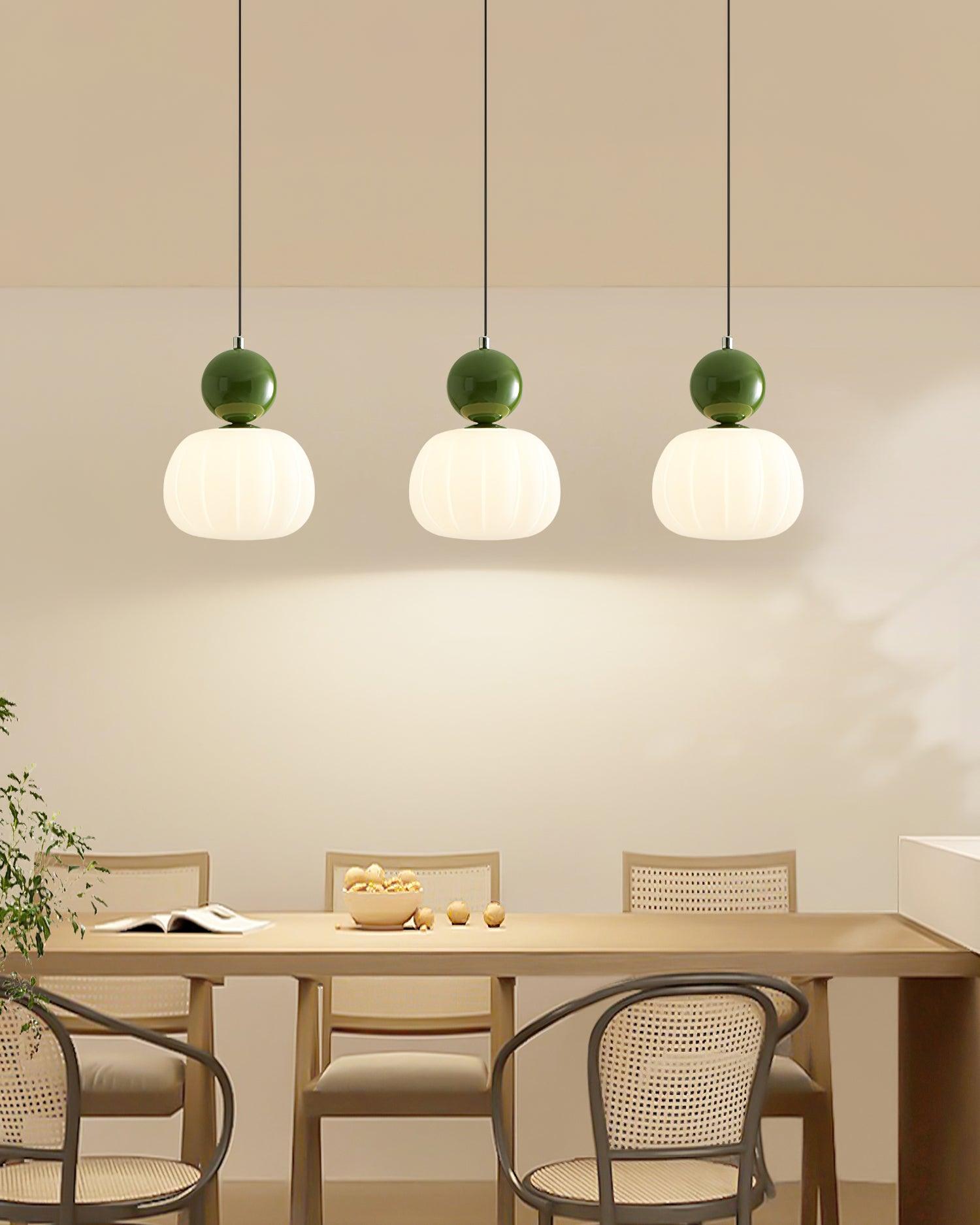 Pendant Light Acrylic Pumpkin Shade 5.5 in White Dining Room Bedroom Hanging Ceiling Fixture Adjustable Cord | Thomler