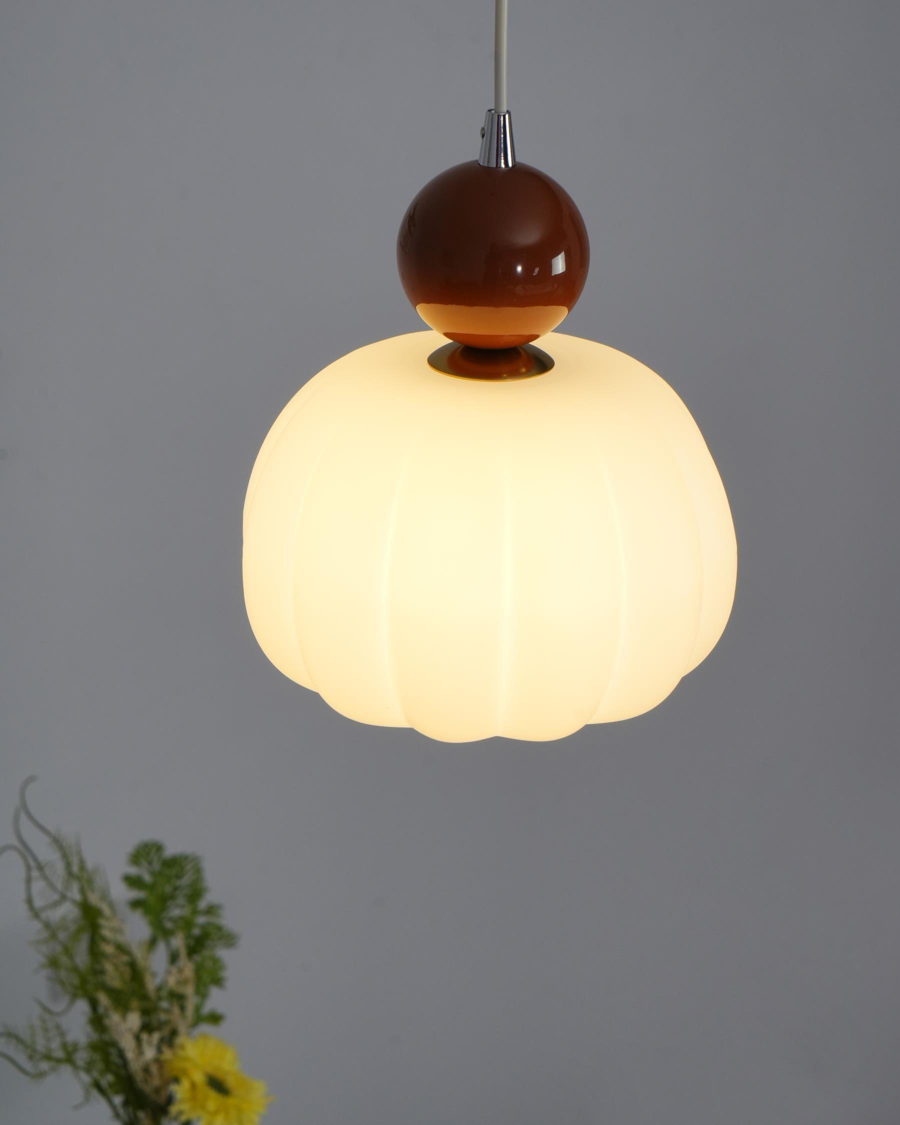 Pendant Light Acrylic Pumpkin Shade 5.5 in White Dining Room Bedroom Hanging Ceiling Fixture Adjustable Cord | Thomler