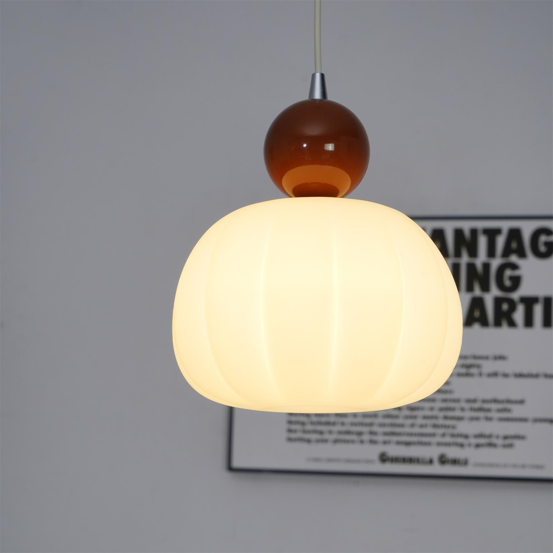 Pendant Light Acrylic Pumpkin Shade 5.5 in White Dining Room Bedroom Hanging Ceiling Fixture Adjustable Cord | Thomler